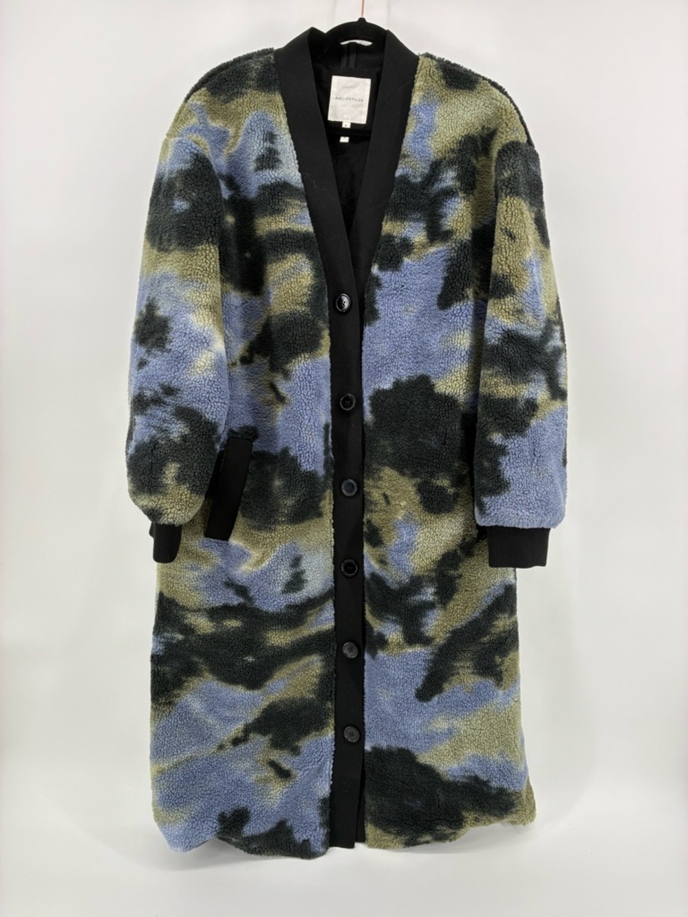 Avec Les Filles Black Blue Green Camo Sherpa Cardigan Coatigan Spring
